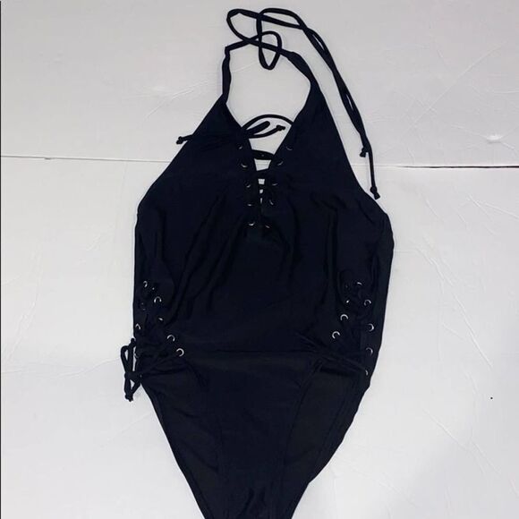 Pretty Attitude Tied Up Lace Up One Piece Swimsuit - Picture 3 of 4